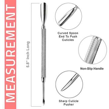 Cuticle Pusher Tools - Professional Nail Cuticle Pusher Cuticle Remover Cuticle Trimmer Spoon Shaped...