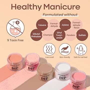 AZUREBEAUTY 18Pcs Dip Powder Nail Kit Starter 8 Nude Skin Tones Champagne Glitter Neutral Pink Colors with Dipping Powder Liquid Set + Recycling Tray for DIY Nail Art Manicure Home Gift