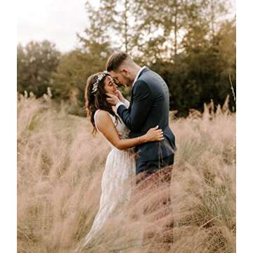 Vividsun Bridal Green Leaf Crown Bohemian Headpiece Floral Headband Photo Prop (white flower)