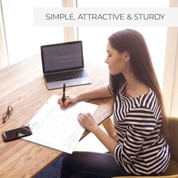 Aesthetic Desk Calendar 2025-2026 - Runs from January 2025 Until July 2026 - Minimalistic Office Desktop/Wall Calendar 16"x12" for Easy Organizing