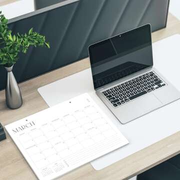 Aesthetic Desk Calendar 2025-2026 - Runs from January 2025 Until July 2026 - Minimalistic Office Desktop/Wall Calendar 16"x12" for Easy Organizing