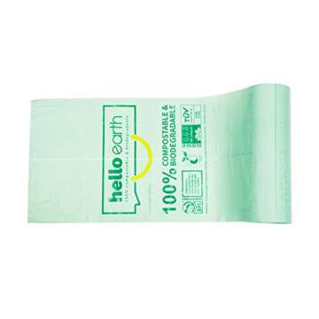 Hello Earth 100% Compostable & Biodegradable Trash Bags, 2.6 Gallon, 100 Count, Extra Thick 20μm (0.71 Mil), Food Scrap Small Kitchen Trash Bags， Certified by US BPI and Europe OK Compost Home