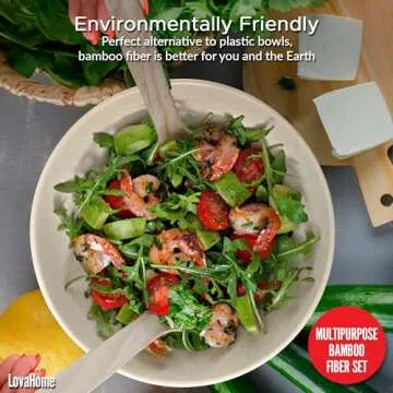 Large Bamboo Salad Bowl Set with Cutting Board Lids and Serving Utensils - Small, Medium and Big Salad Bowl with Lid - White Dish Set - Bamboo Mixing Bowls Set for Chips, Dip, Fruit, Popcorn, Parties