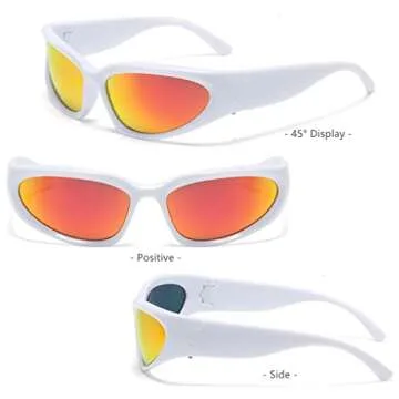 BAWUYI Y2K Wrap Around Sunglasses for Men Women Sports Shades