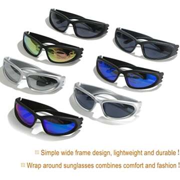 BAWUYI Y2K Wrap Around Sunglasses for Men Women Sports Shades