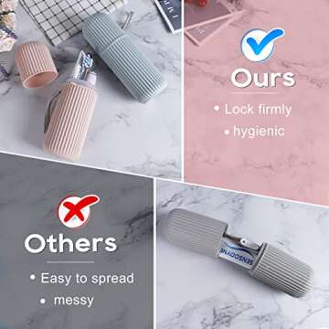 UCEC Toothbrush Travel Case, 8.2 inch Longer Travel Toothbrush Holder Case, Portable Travel Toothbrush Case for Traveling Camping Business Trip School Bathroom, 2 Pack (Blue, Pink)