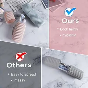 UCEC Toothbrush Travel Case, 8.2 inch Longer Travel Toothbrush Holder Case, Portable Travel Toothbrush Case for Traveling Camping Business Trip School Bathroom, 2 Pack (Blue, Pink)