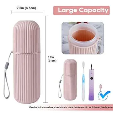 UCEC Toothbrush Travel Case, 8.2 inch Longer Travel Toothbrush Holder Case, Portable Travel Toothbrush Case for Traveling Camping Business Trip School Bathroom, 2 Pack (Blue, Pink)