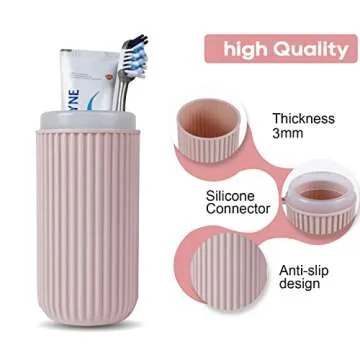 UCEC Toothbrush Travel Case, 8.2 inch Longer Travel Toothbrush Holder Case, Portable Travel Toothbrush Case for Traveling Camping Business Trip School Bathroom, 2 Pack (Blue, Pink)