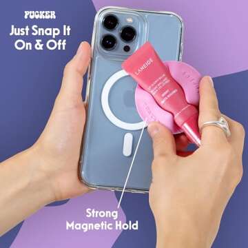 Pucker Pink Magnetic Lip Gloss Holder Phone Case | 10ml Tubes Lip Gloss Phone Case | Lip Balm Phone Case | iPhone & Android Lip Gloss Case (Lipgloss NOT Included)