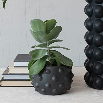 Creative Co-Op Terracotta Raised Dot Design, Black Planter