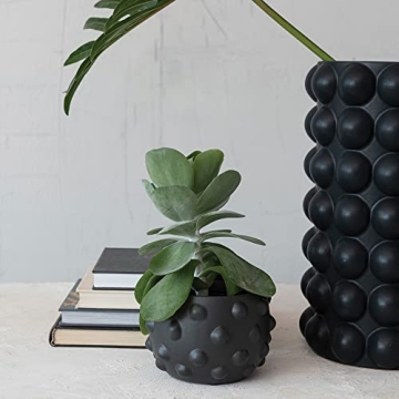 Creative Co-Op Terracotta Raised Dot Design, Black Planter