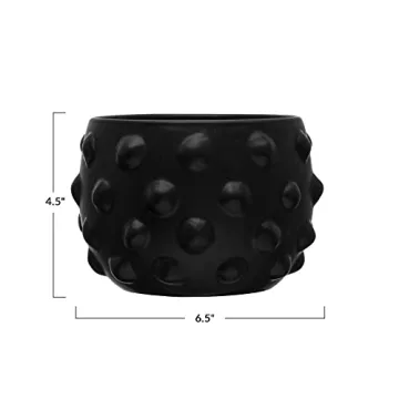 Creative Co-Op Terracotta Raised Dot Design, Black Planter