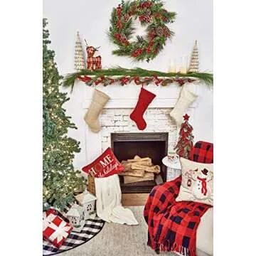 C&F Home Franklin Buffalo Check Throw Gingham Plaid Woven Black and Red Christmas Holiday Xmas Winter Lodge Blanket 50x60 inches Red