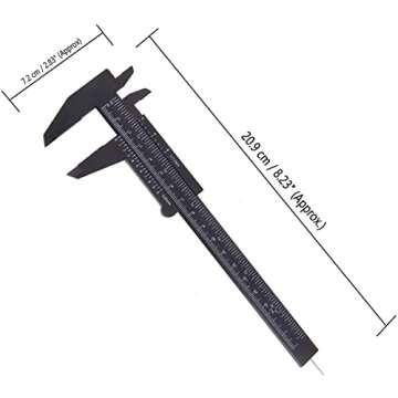 TamBee Plastic Caliper, 150mm Mini Caliper Double Scale Plastic Vernier Caliper for Jewelry Brow Sliding Gauge Ruler Measuring Tool 6Inch 5PCS(Black)
