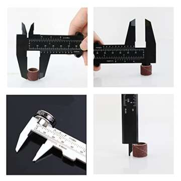 TamBee Plastic Caliper, 150mm Mini Caliper Double Scale Plastic Vernier Caliper for Jewelry Brow Sliding Gauge Ruler Measuring Tool 6Inch 5PCS(Black)