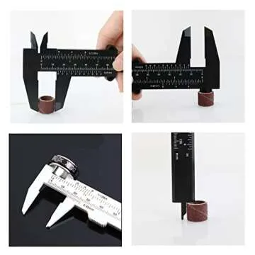TamBee Plastic Caliper, 150mm Mini Caliper Double Scale Plastic Vernier Caliper for Jewelry Brow Sliding Gauge Ruler Measuring Tool 6Inch 5PCS(Black)