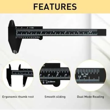 TamBee Plastic Caliper, 150mm Mini Caliper Double Scale Plastic Vernier Caliper for Jewelry Brow Sliding Gauge Ruler Measuring Tool 6Inch 5PCS(Black)