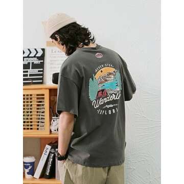 Vamtac Graphic Tee Mens Oversized Vintage T Shirts Harajuku Shirt Loose Streetwear Casual Summer Aesthetic Tees