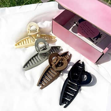Big Hair Claw Clips Large Matte Butterfly Hair Clips 5.1" Oversize Hair Clip for Long Thick Hair Barrette Accessories for Women's and Girl's 4 PCS