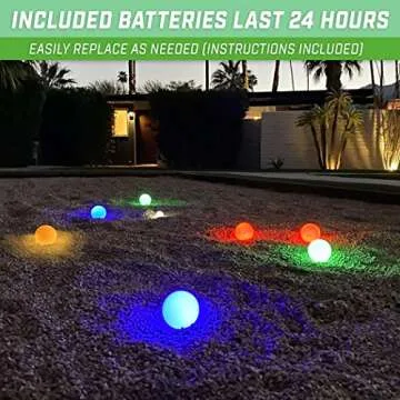 GoSports 85 mm LED Bocce Ball Game Set - Includes 8 Light Up Bocce Balls (8.5oz each), Pallino, Case and Measuring Rope
