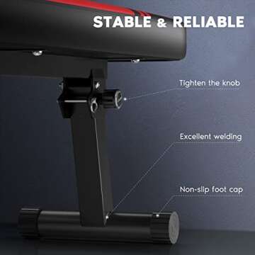 FLYBIRD Flat Weight Bench 1000 LBS Capacity - Foldable Design