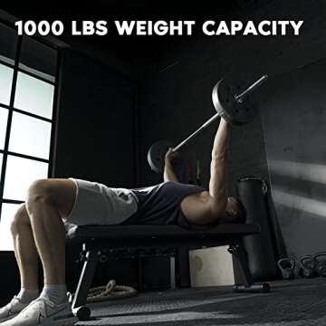 FLYBIRD Flat Weight Bench 1000 LBS Capacity - Foldable Design
