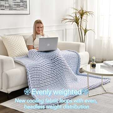 Maetoow Cooling Chunky Knit Weighted Blanket Throw (50''x60'', 10lbs, Light Blue), Handmade Warm & Cozy Blanket Couch, Bed, Home Decor, Heavy Soft Breathable Blanket, Twin Size for Adults