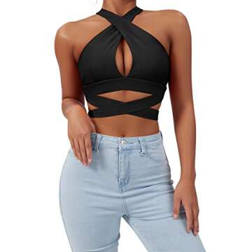 SUUKSESS Sexy Halter Crop Tops for Active Women