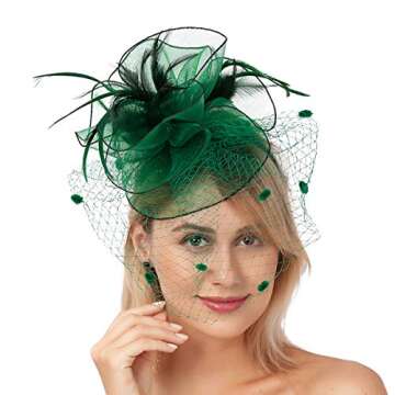 Elegant FELIZHOUSE Fascinator with Birdcage Veil and Feathers