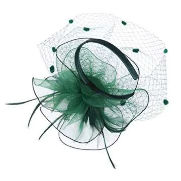 Elegant FELIZHOUSE Fascinator with Birdcage Veil and Feathers