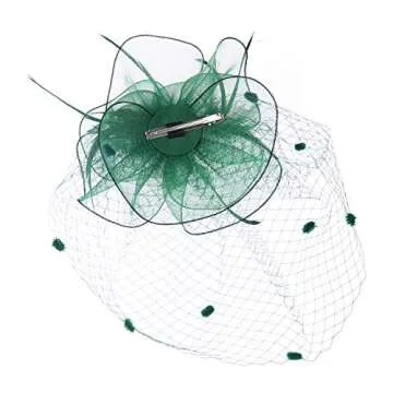 Elegant FELIZHOUSE Fascinator with Birdcage Veil and Feathers