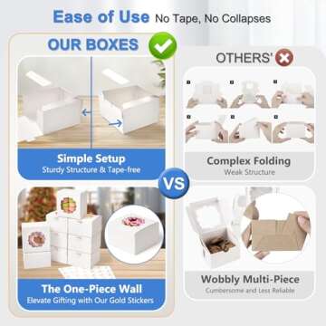 Shallive 4-Inch Small Cookie Boxes 25 Pcs White - Bakery Treat Boxes with Window for Gifting, To-go ...