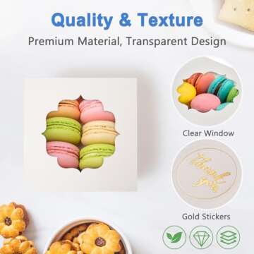 Shallive 4-Inch Small Cookie Boxes 25 Pcs White - Bakery Treat Boxes with Window for Gifting, To-go Containers for Cake Slice, Macarons, Donuts 4x4x2.5