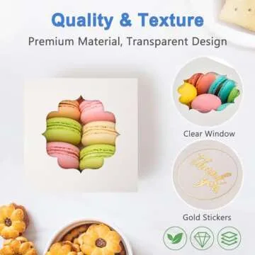 Shallive 4-Inch Small Cookie Boxes 25 Pcs White - Bakery Treat Boxes with Window for Gifting, To-go Containers for Cake Slice, Macarons, Donuts 4x4x2.5