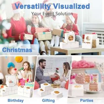 Shallive 4-Inch Small Cookie Boxes 25 Pcs White - Bakery Treat Boxes with Window for Gifting, To-go Containers for Cake Slice, Macarons, Donuts 4x4x2.5