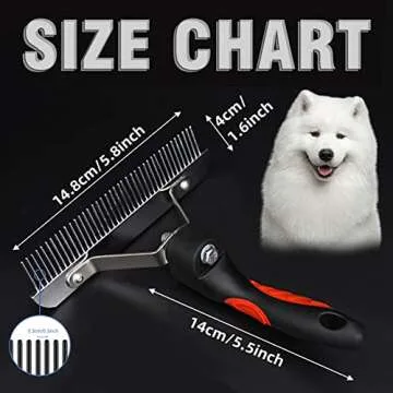 Undercoat Rake for Long-Haired Dogs and Other Shedding Pets - Anti-Slip Handle Grooming Tool for Husky, German Shepherd, Golden Retriever