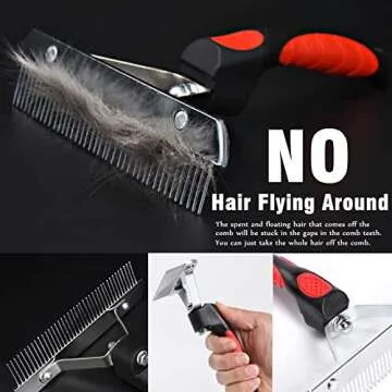 Undercoat Rake for Long-Haired Dogs and Other Shedding Pets - Anti-Slip Handle Grooming Tool for Husky, German Shepherd, Golden Retriever