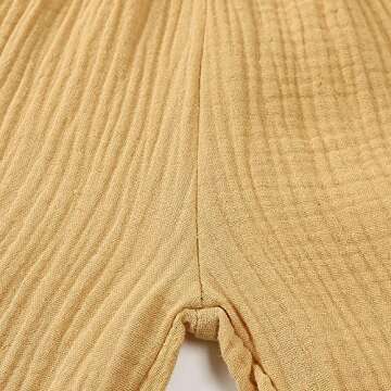 GFQLONG Toddler Baby Girls 3 Pack Elastic Waist Pants Soft Cotton Linen Harem Bloomers Summer Fall Long Pants,Pink+Yellow+Brown,4-5T