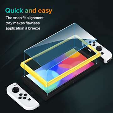 ivoler 4-Pack Tempered Glass Screen Protector Designed for Nintendo Switch OLED Model 2021&2023 with [Alignment Frame] Transparent HD Clear[Updated Version] Screen Protector for Switch OLED 7''