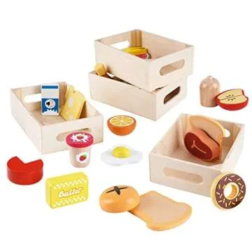 Food Groups - Wooden Play Food Sets, Pretend Play Kitchen Toys, Toy Food Accessories for Toddlers 1-...