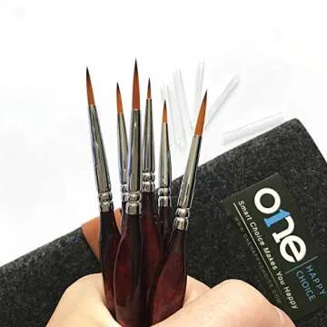 6 Pcs Fine Detail Paint Brush Set with Ergonomic Handle and Pouch Bag for Professional Art, Miniature Hobby, Scale Model Painting in Acrylic, Oil, Watercolor