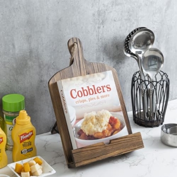 MyGift Brown Wooden Cookbook Stand - Stylish Recipe Book Holder