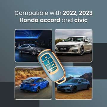 AME SOUNDPLEX Key Fob Cover for Honda 2022 Civic & Accord - TPU (Blue 2 PCS)