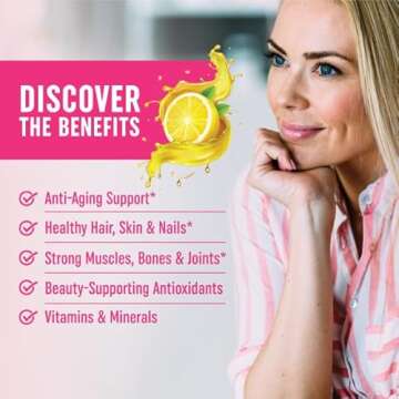 Collagen Gummies for Women | 200mg Hydrolyzed Collagen + 2500mcg Biotin, With Vitamin C, E & Zinc | Anti Aging, Hair Growth, Skin, Strong Nails | Non-GMO Gummy Vitamin Supplements | 60 Count