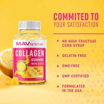 Collagen Gummies for Women | 200mg Hydrolyzed Collagen + 2500mcg Biotin, With Vitamin C, E & Zinc | Anti Aging, Hair Growth, Skin, Strong Nails | Non-GMO Gummy Vitamin Supplements | 60 Count