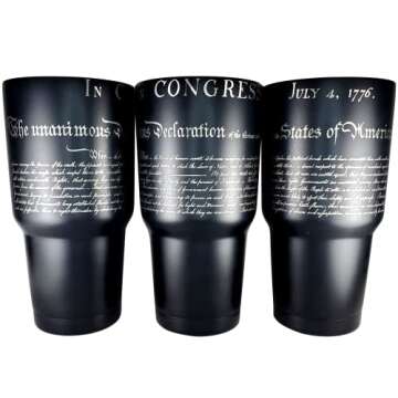Declaration of independence 30oz Patriotic Tumbler - American Flag Tumbler Travel Mug - Patriotic Co...