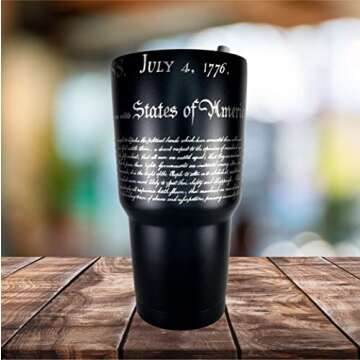 Declaration of independence 30oz Patriotic Tumbler - American Flag Tumbler Travel Mug - Patriotic Coffee Travel Mug - Double Insulated Tumbler - Engraved in the USA