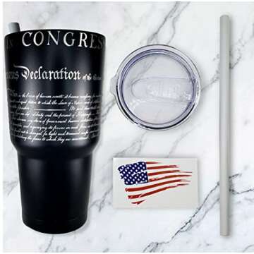 Declaration of independence 30oz Patriotic Tumbler - American Flag Tumbler Travel Mug - Patriotic Coffee Travel Mug - Double Insulated Tumbler - Engraved in the USA