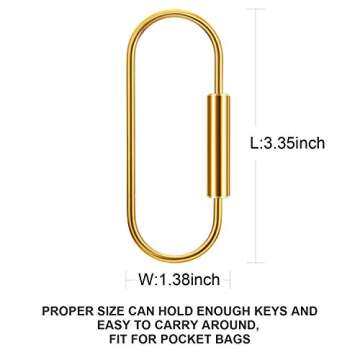 WILLBOND Brass Key Ring Gold Screw Lock Clip Key Ring Chain Durable Simple Brass Keychain Holder (Cy...